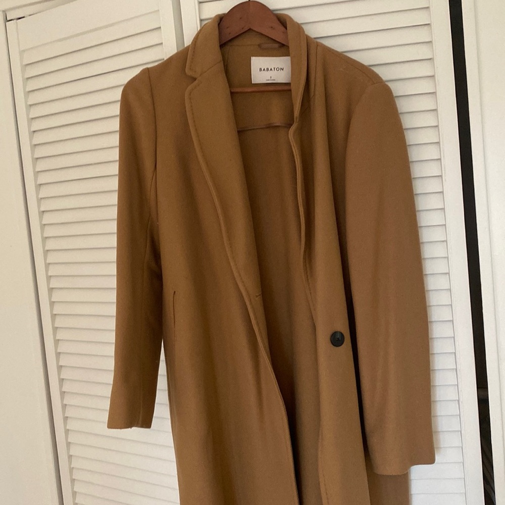Babaton wool coat. Brand new / hardly worn . Gorgeous camel colour